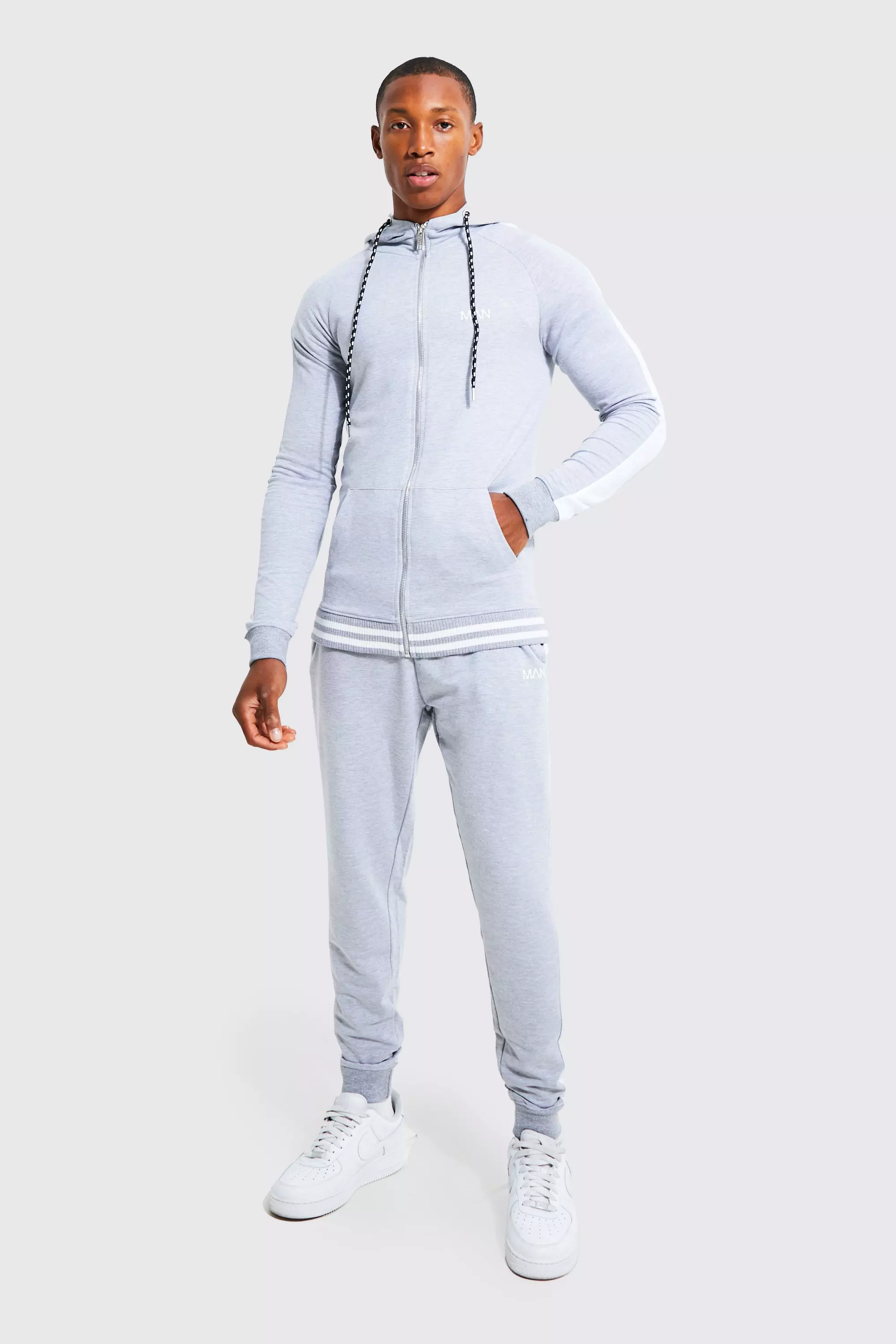 Mens muscle fit discount tracksuit